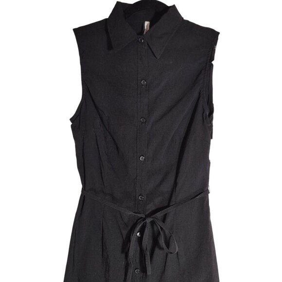 Y2K Black Office Siren Collared Sleeveless Utility Dress - Picture 3 of 6